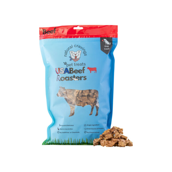 USA Beef Roaster Bites Value Bag (1 lb. Bag) for Small, Medium, Large to XL Dogs / Small Crunchy Treat